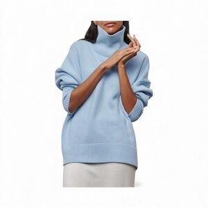 COMMENSE Cloudless Sky Turtleneck Oversized Sweater COLOR - Blue Size XS